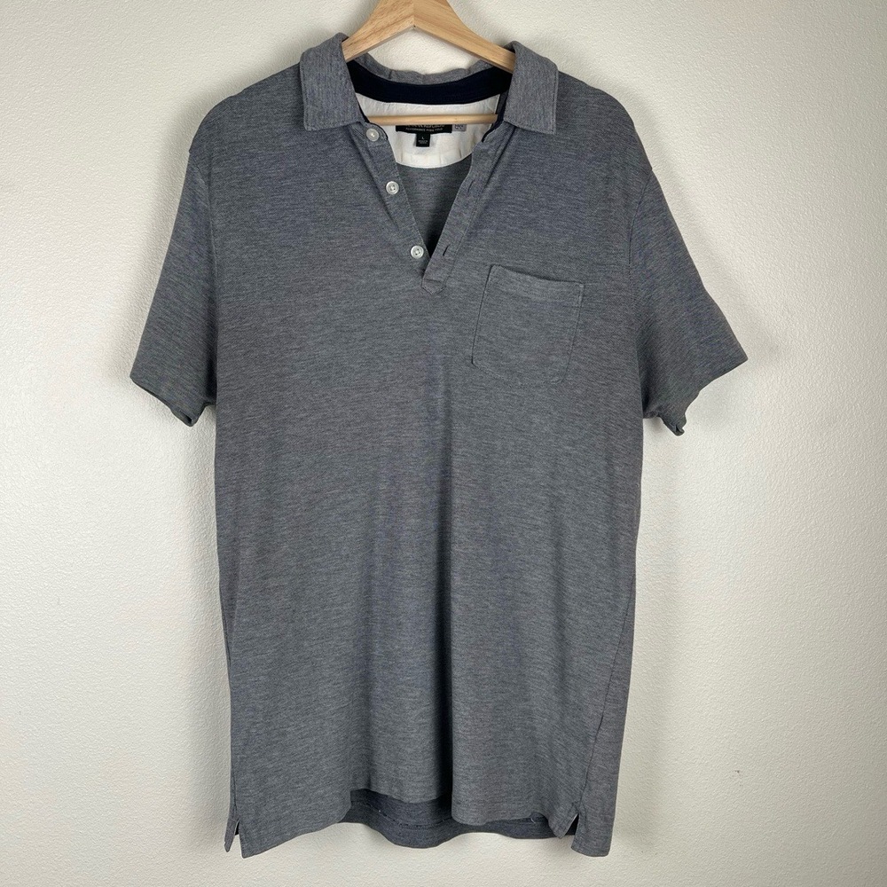 Banana Republic Mens Polo Large Grey Casual Front Pocket Golf Outdoor Preppy - Picture 3 of 10